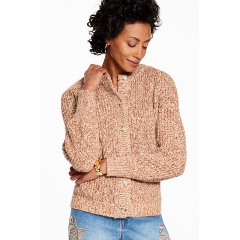 Talbots petite Women's Shaker Stitch Cardigan Sweater size M petite